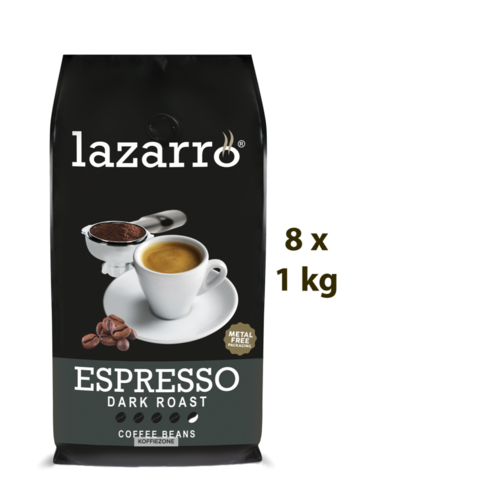 Lazarro Lazarro Espresso Dark Roast beans 8 x 1 kg