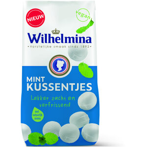 Wilhelmina mint kussentjes 200 g THT 05-10-2026 Wilhelmina mint kussentjes 200 g THT 05-10-2026