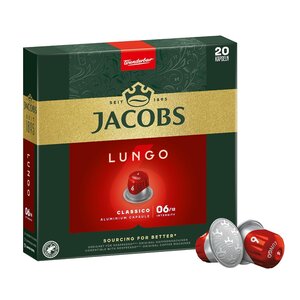 Jacobs koffie Jacobs Lungo Classico 20 Nespresso compatibele capsules - THT 14-10-2026