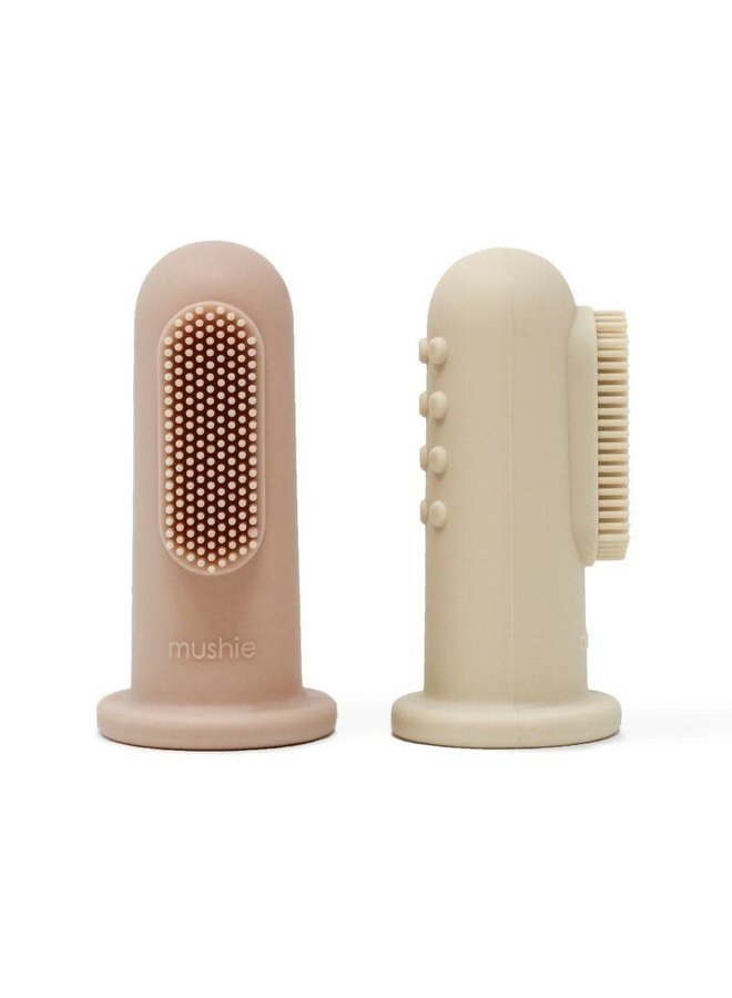 Silicone Vingertandenborstel - Sand/Blush - Mushie