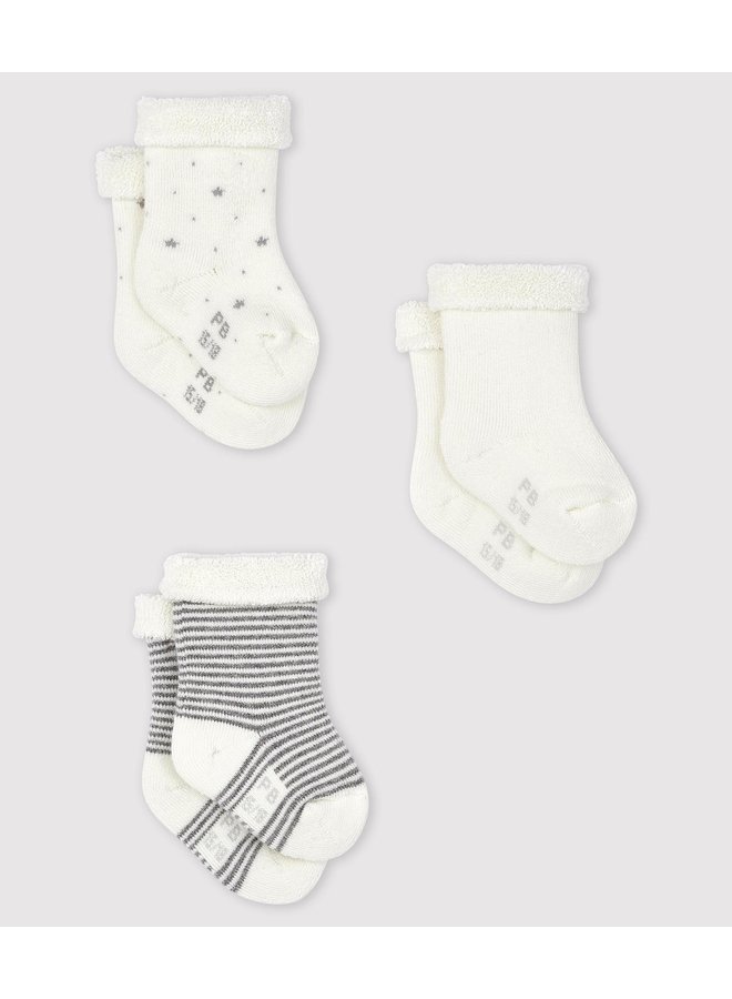 Set van 3 paar babysokken - Wit - Petit Bateau