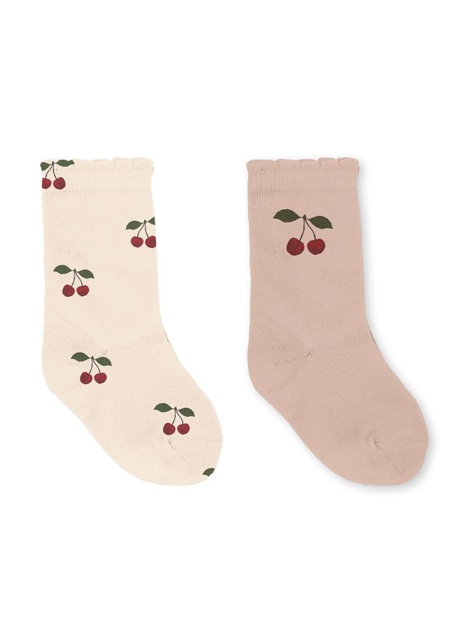 2 pack jacquard socks - Konges Slojd - Cherry/Grand Cherry