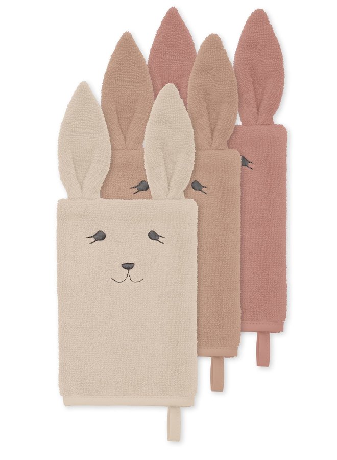3-pack washcloth animal - Rose Bunny - Konges Slojd
