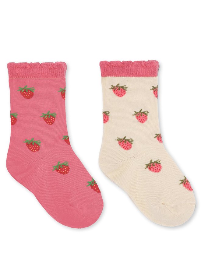 2 pack jacquard socks - Konges Slojd - Strawberry Pink