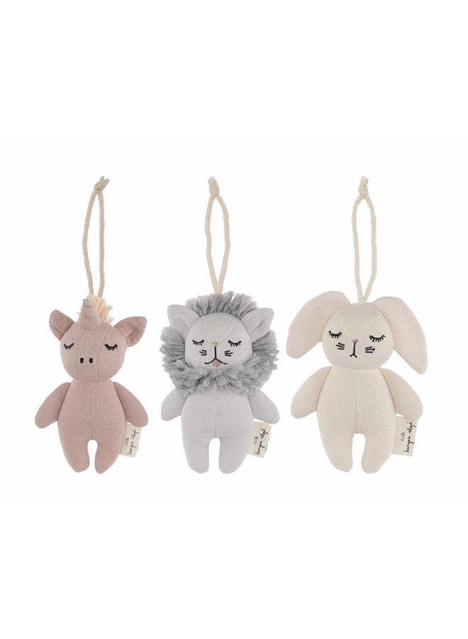 3-pack activity toys - Konges Slojd - Lion/Rabbit/Unicorn