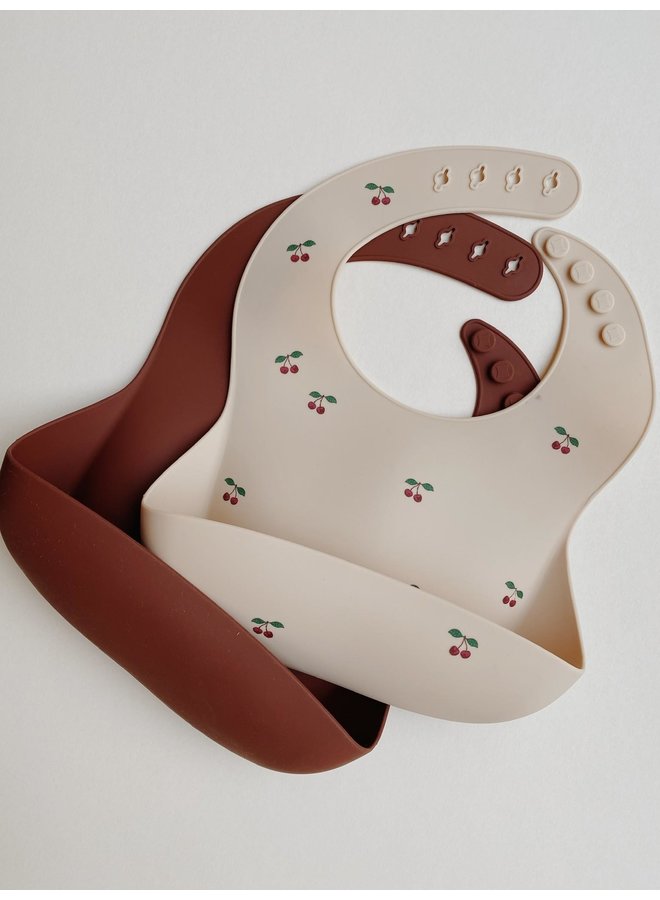 2 Pack Silicone Bib - Cherry Mocca - Konges Slojd