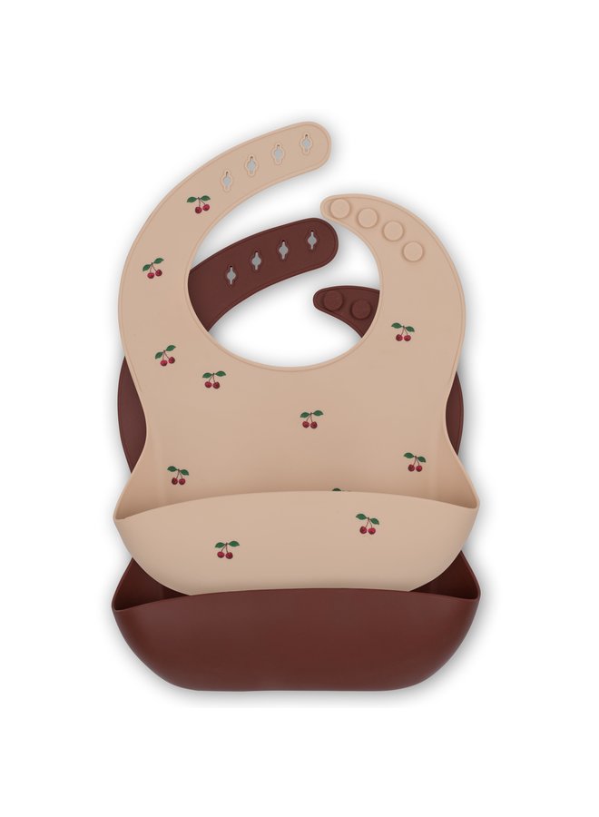 2 Pack Silicone Bib - Cherry Mocca - Konges Slojd
