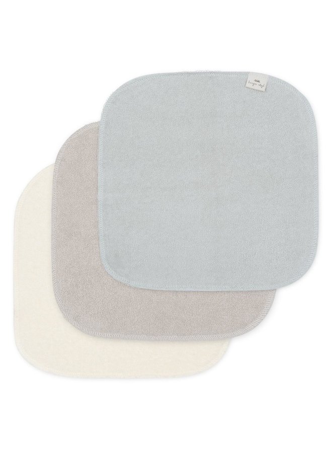 3 Pack Terry Wash Cloths - Silver Lining - Konges Slojd