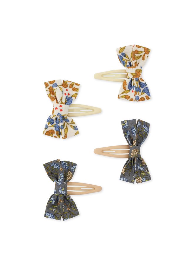 4 pack hair clips bow - Konges Slojd - Nuit de fleurs