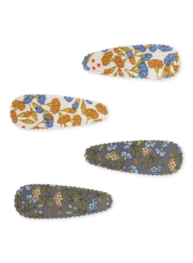 4 pack fabric hair clips - Konges Slojd - Nuit de fleurs