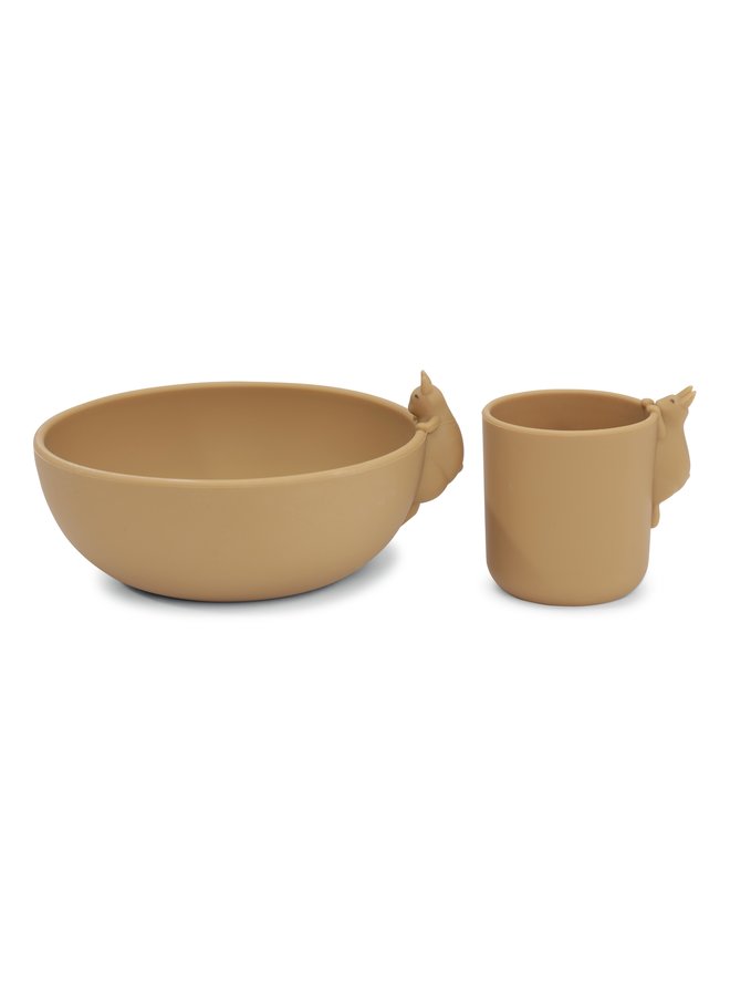 bunny bowl and cup set - Konges Slojd - Almond