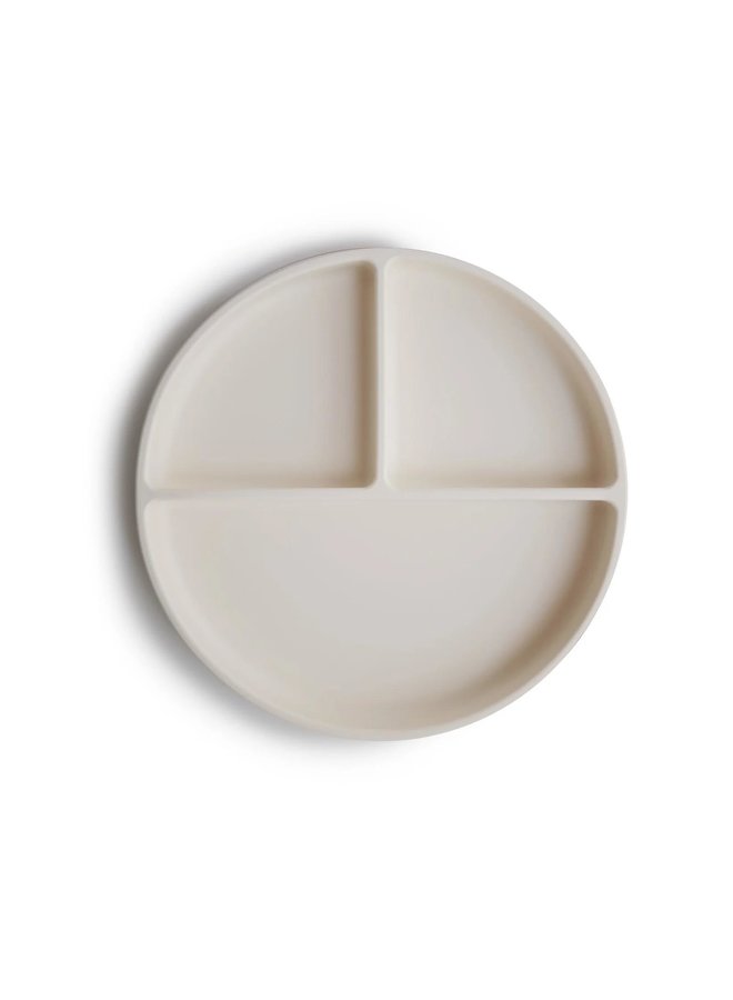 Siliconen bord met verdeelvakjes en zuignap - Ivory - Mushie