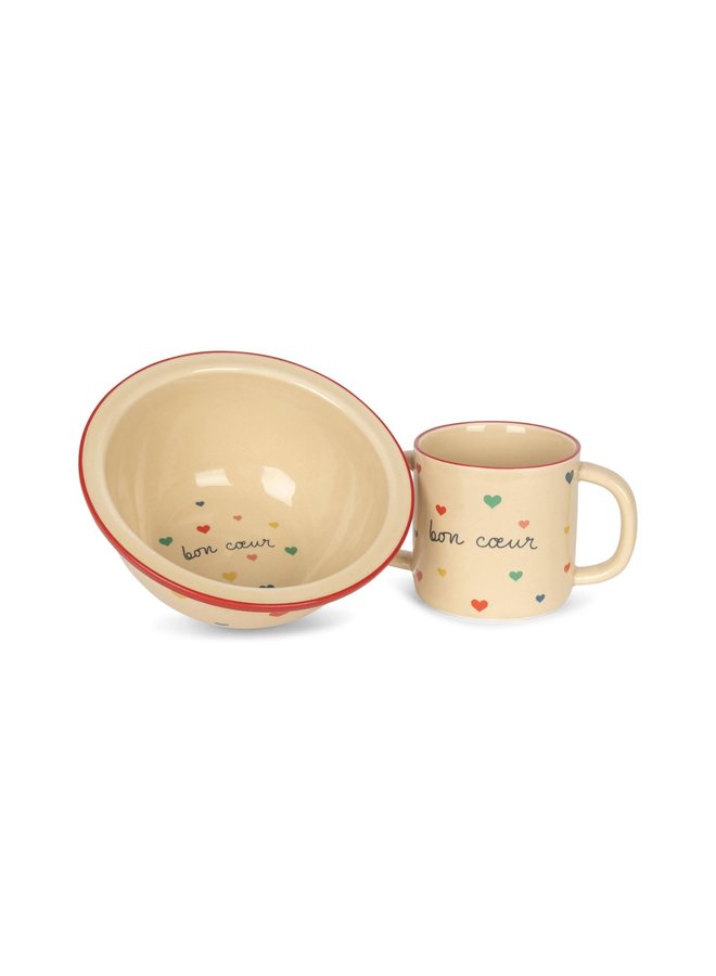 ceramic cup and bowl - bon coeur - konges slojd