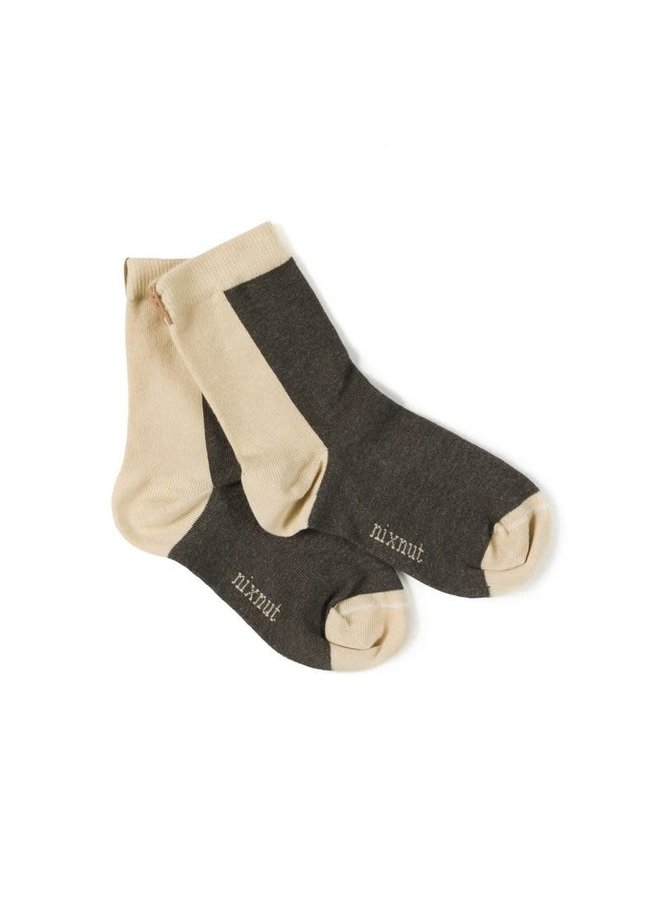 Block Socks - Khaki - Nixnut