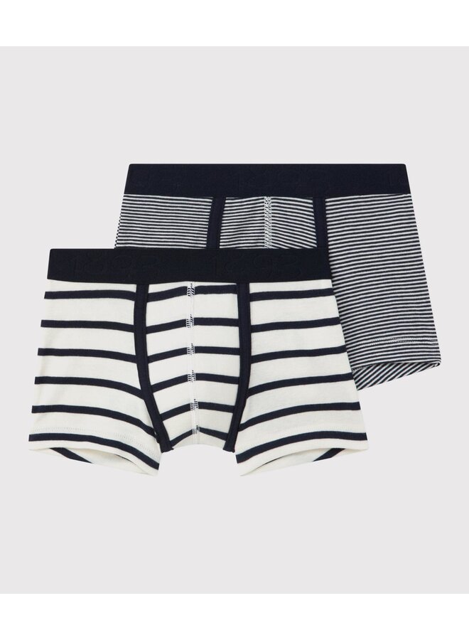 Set van 2 katoenen boxershorts met fijne streepjes - Petit Bateau