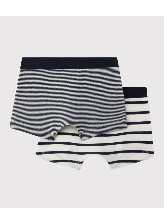 Set van 2 katoenen boxershorts met fijne streepjes - Petit Bateau