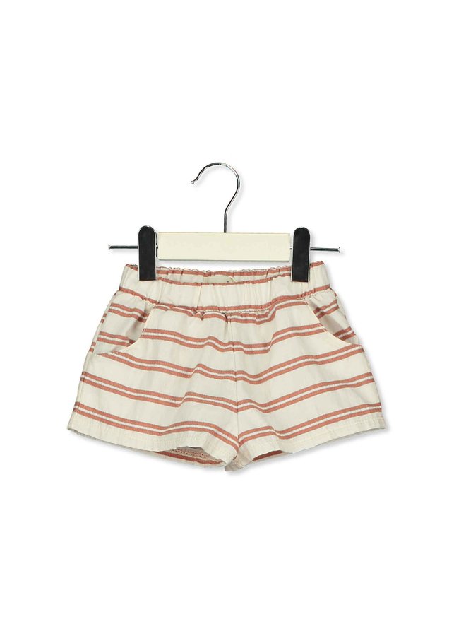 Baby Wide Shorts - Stripes - Ecru/Orange - Lotiekids