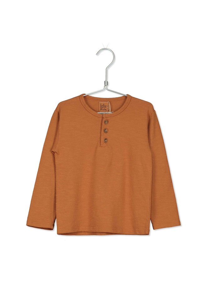 Long Sleeve Buttoned Shirt - Solid Caramel - Lotiekids