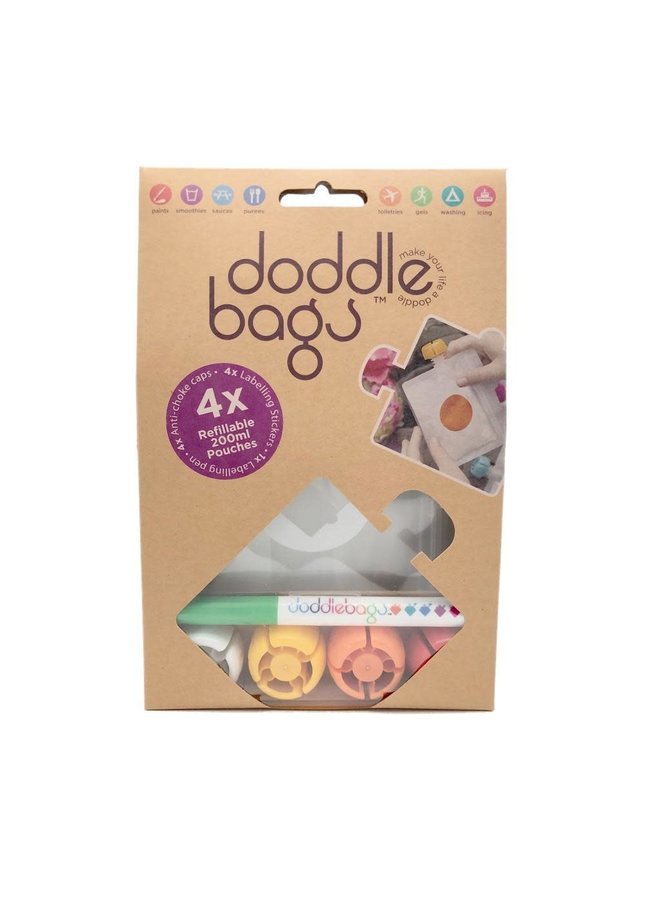 4 Pack Hervulbare Knijpzakjes - Doddle Bags