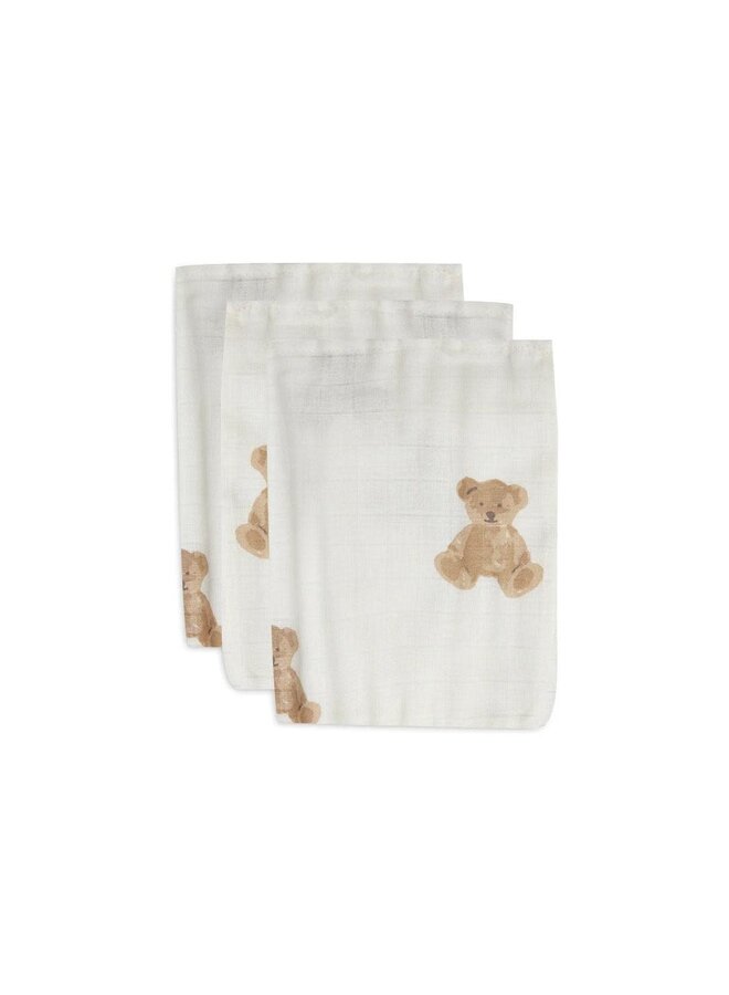 Tetra Washandjes - 3P - Teddy Bear - Jollein