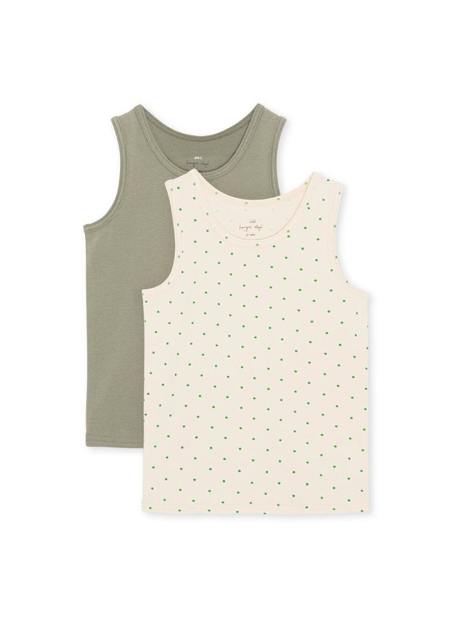 basic 2 pack tanktop gots - Konges Slojd - Apple Dot/Sage