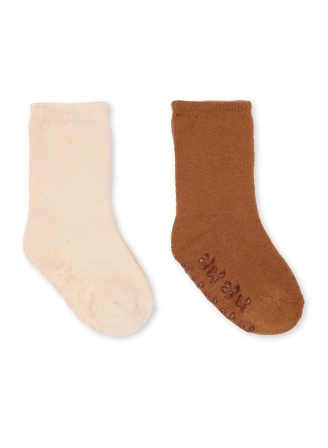 2 pack terry socks - Konges Slojd - Sun Kiss/Leather Brown