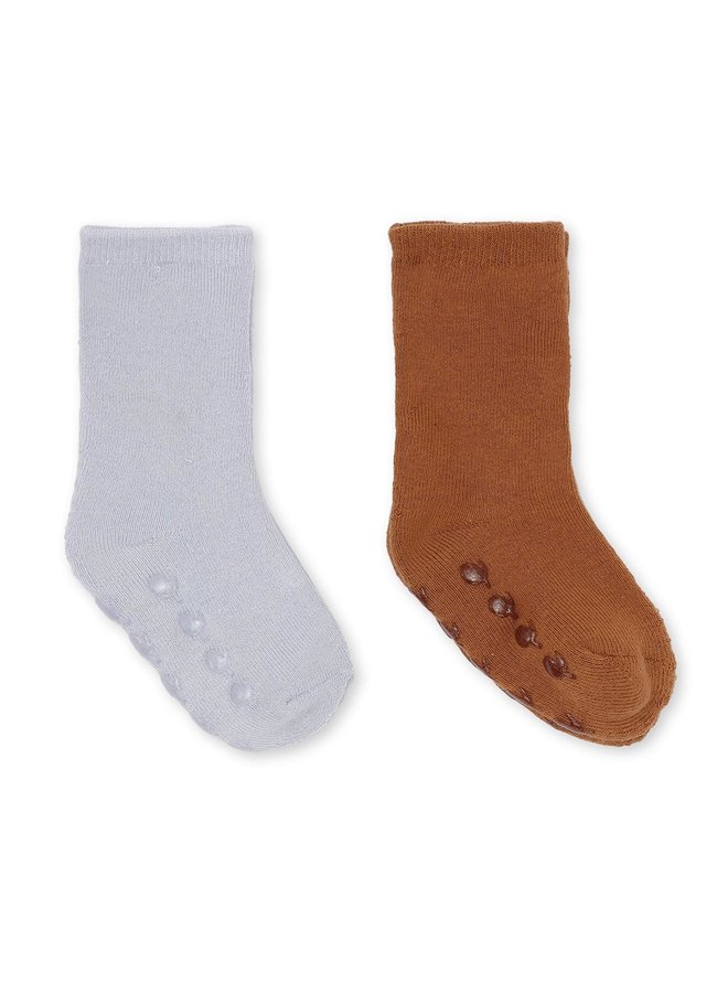 2 pack terry socks - Konges Slojd - Pearl Blue/Leather Brown