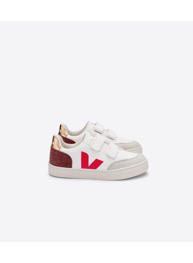 Veja V-12 Velcro Leather - White Multico Dried Petal