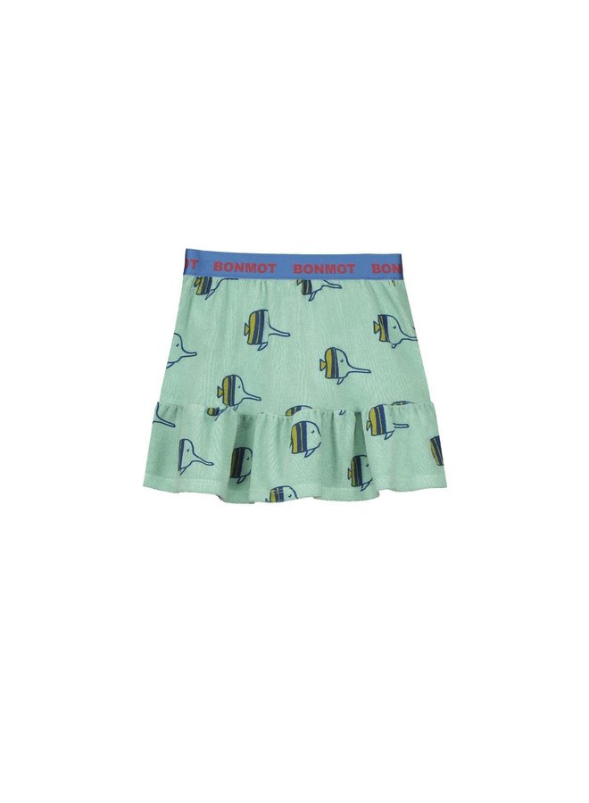 Short Terry Skirt Fishes - Dusty Aqua - Bonmot