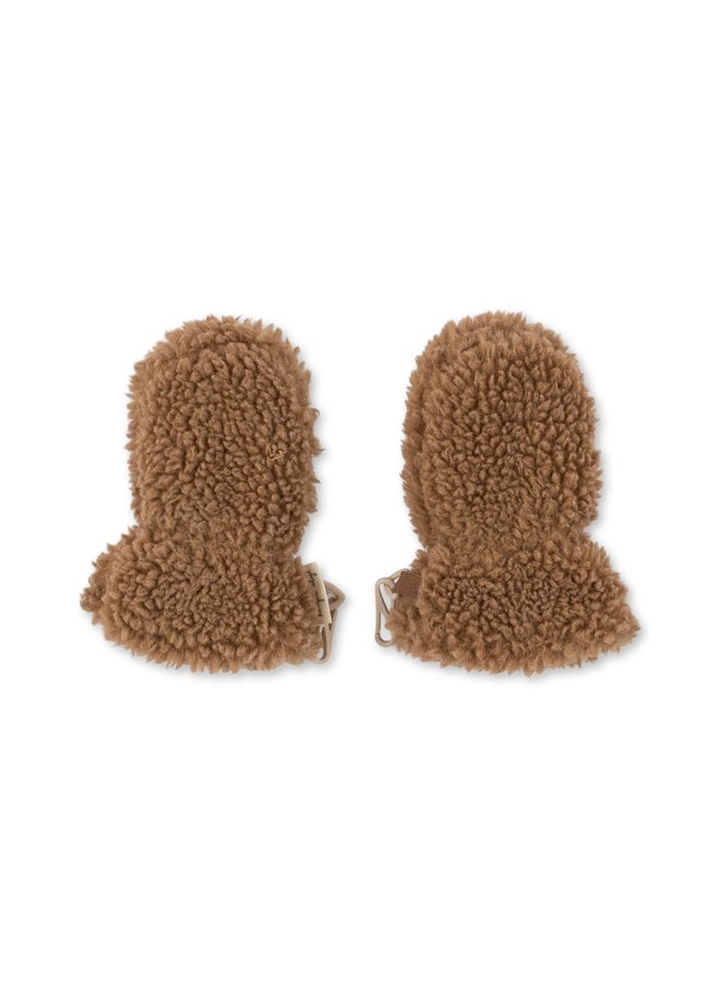 grizz teddy baby mittens - tobbaco brown - konges slojd