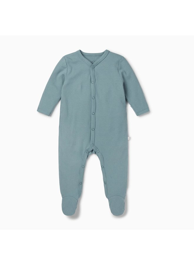 Rib Sleepsuit met drukknoopjes - Set van 2 - Sky & Mint - Mori