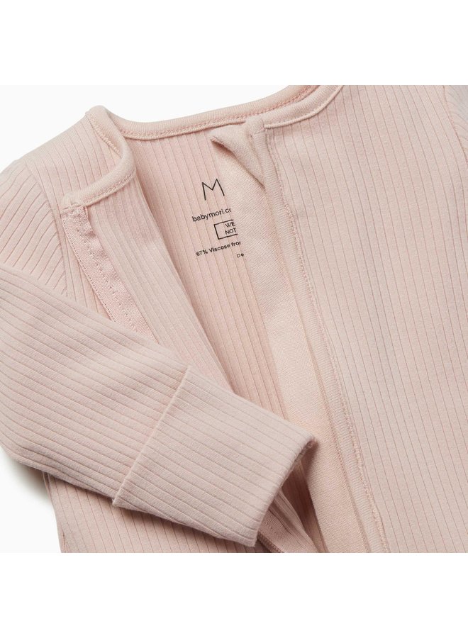 Ribbed Two Way Zip Up Sleepsuit - Blush - Mori