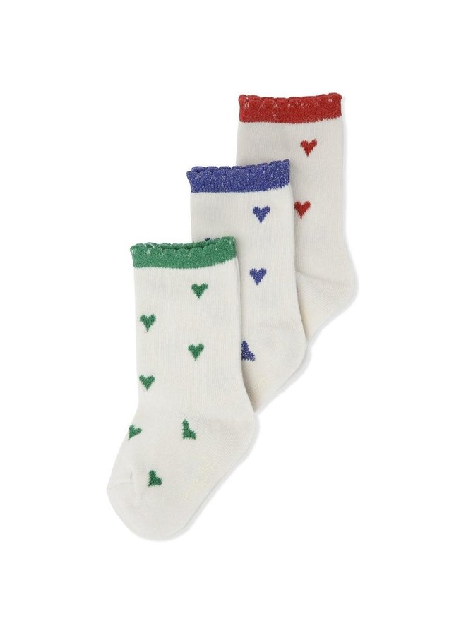 3 Pack Heart Socks - Summer Sand Hearts - Konges Slojd