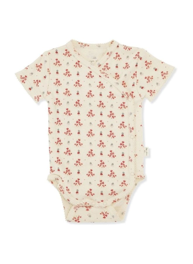 Classic Newborn Body Short Sleeves - Vintage Floral Red - Konges Slojd