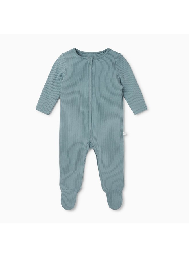 Ribbed Two Way Zip Up Sleepsuit - Sky - Mori