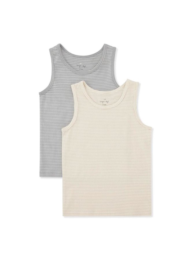 2 pack basic tank top - Sleet/Oxford tan stripe - Konges Slojd