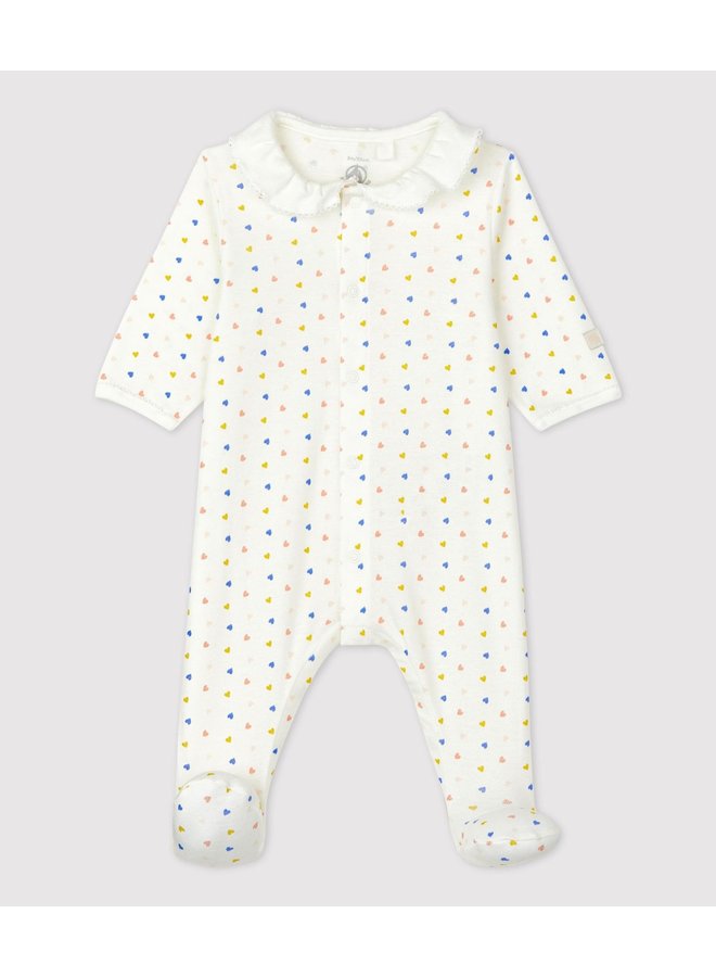 Slaappakje in biologisch katoen voor baby's met gekleurde hartjes - Petit Bateau