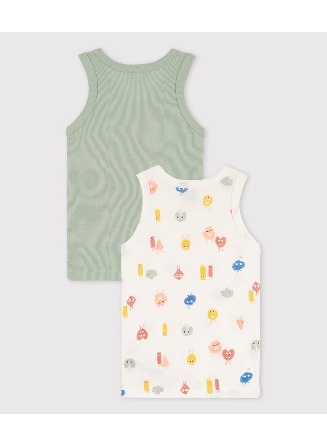 Set van 2 hemdjes met emoji's in katoen en lyocell - Petit Bateau