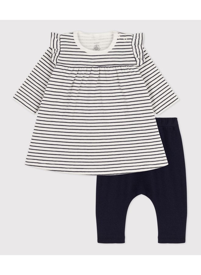 Ensemble Kleedje + Legging - Streepjes - Petit Bateau