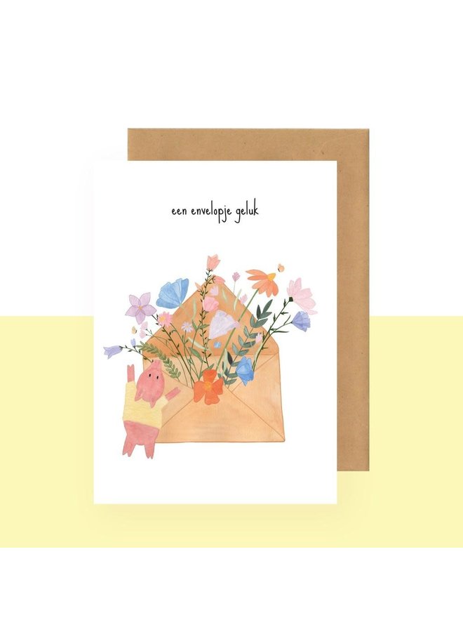 Postkaart - Een Envelopje Geluk - Studio Bertha