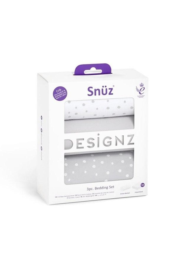 Set Hoeslakentjes Wieg/Co-Sleeper - Grey spots - Snüzpod