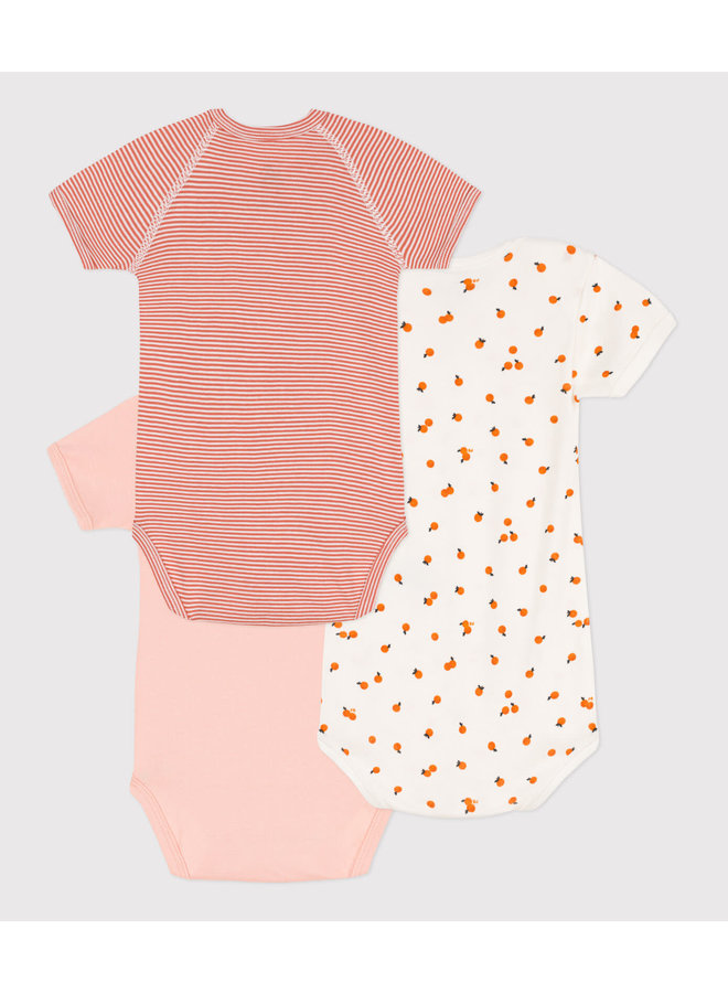 Set van 3 overslagbody’s korte mouwen - Appelsien/Oranje - Petit Bateau