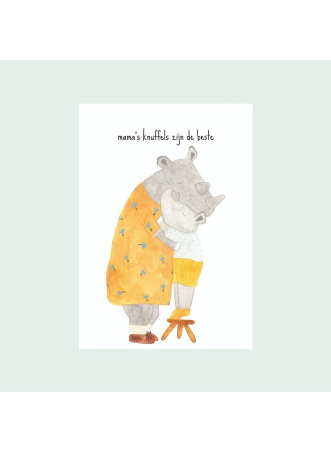Postkaart - Mama's knuffels zijn de beste - Studio Bertha