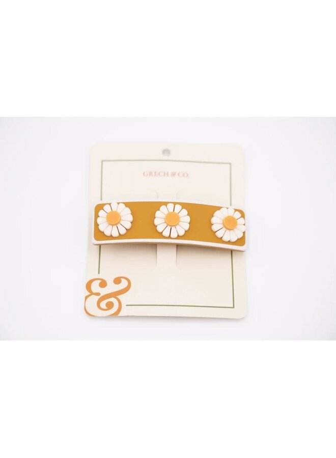 Wide Bar Clip - Flower Wheat - Grech & Co