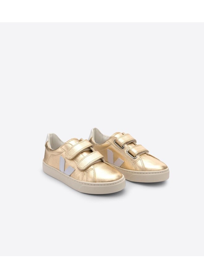 Veja Esplar Velcro Leather - White Gold