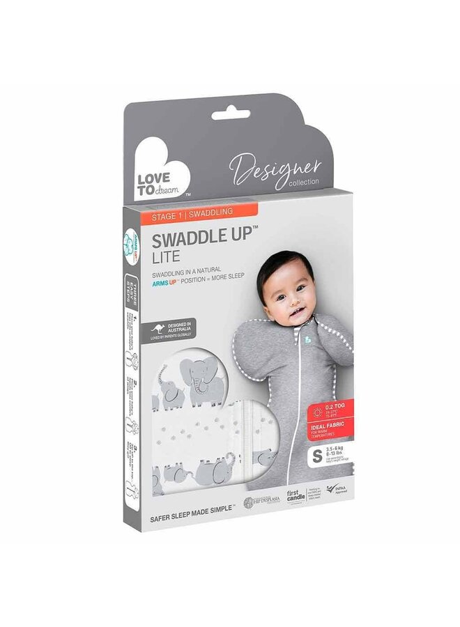 Swaddle Up inbakerslaapzak original 0.2 TOG Lite - Elephant - Love to Dream