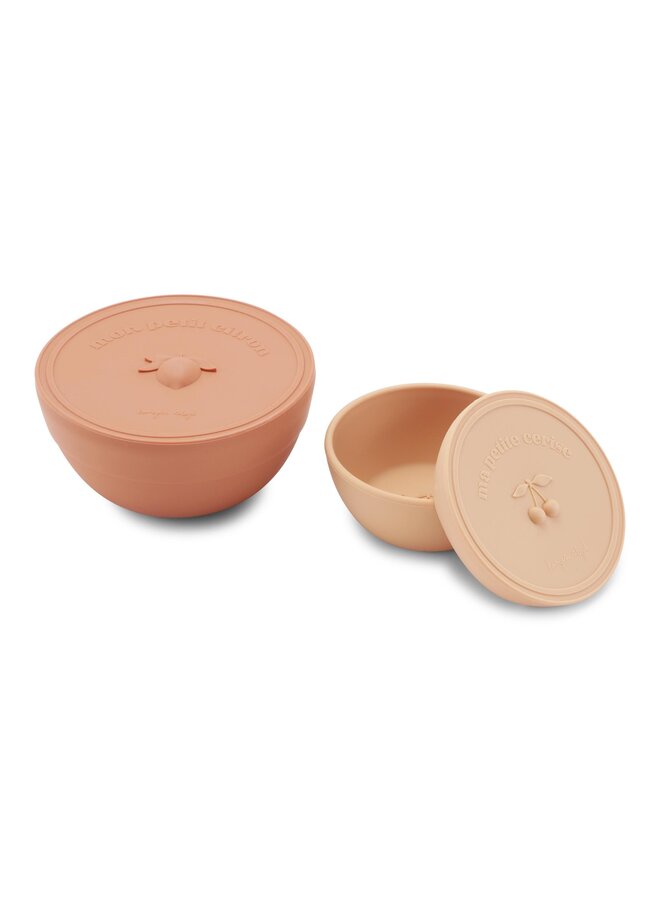 2 pack snack boxes - Konges Slojd - Rose Sand/Brown Clay