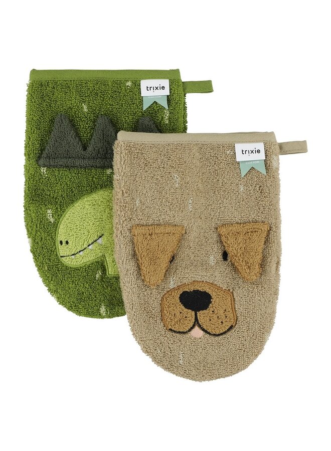 Washandje 2-pack | Mr Dino & Mr Dog - Trixie