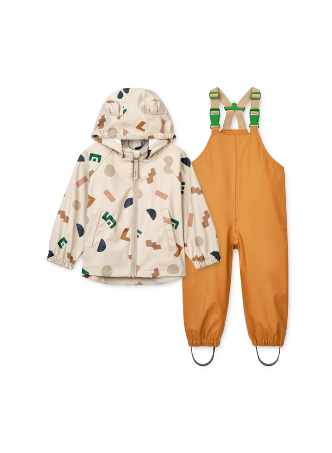Moby Printed Rainwear Set - Graphic alphabet / Sandy - Liewood