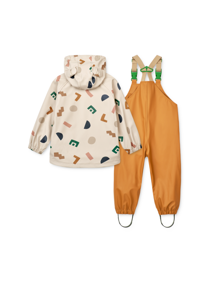 Moby Printed Rainwear Set - Graphic alphabet / Sandy - Liewood